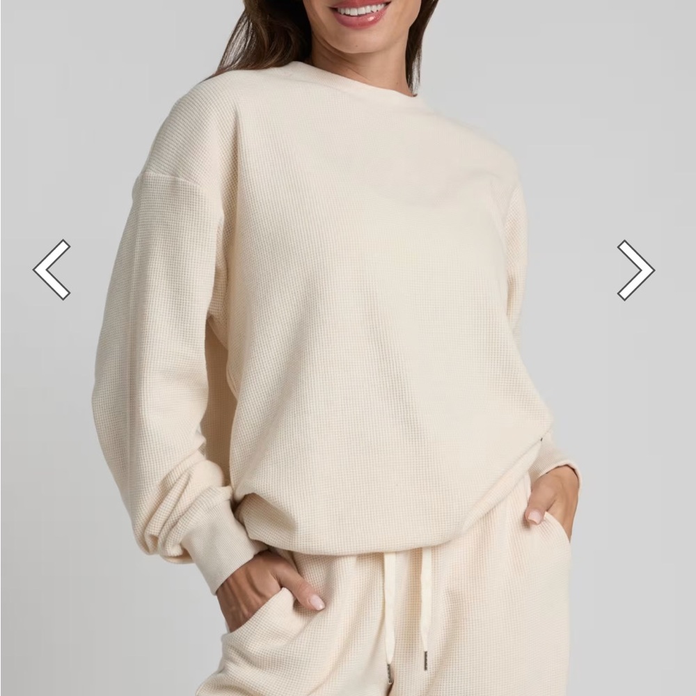 Comfrt waffle lounge long sleeve in ivory
